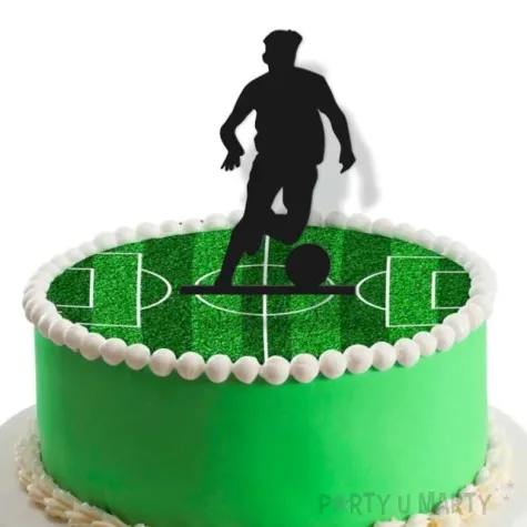 topper z pleksy pilkarz w ataku czarny 9 5x19 cm