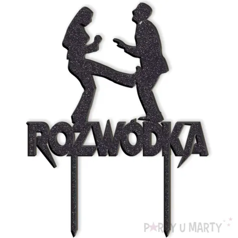 topper z pleksy rozwodka daje kopa czarny brokat 13 x 19 5 cm