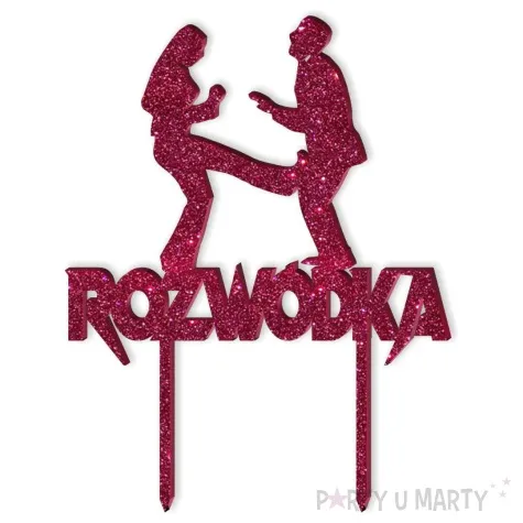 topper z pleksy rozwodka daje kopa rozowy brokat 13 x 19 5 cm