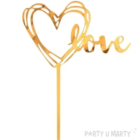 topper z pleksy serce love is in the air zloty godan 13 cm