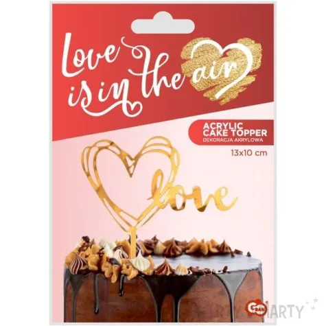 topper z pleksy serce love is in the air zloty godan 13 cm