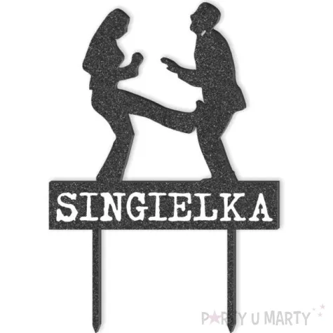 topper z pleksy singielka czarny brokat 13 x 19 5 cm