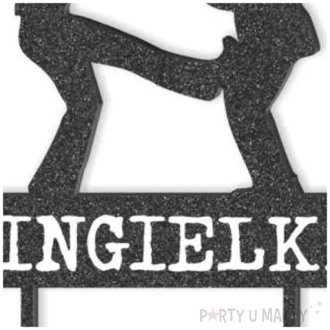 topper z pleksy singielka czarny brokat 13 x 19 5 cm