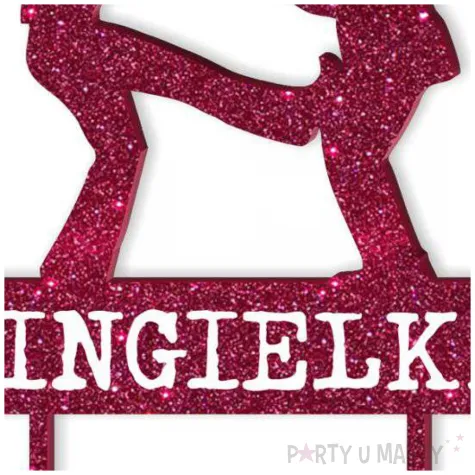 topper z pleksy singielka rozowy brokat 13 x 19 5 cm