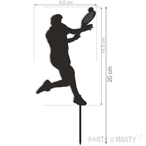 topper z pleksy tenisista czarny 8 5 x 20 cm