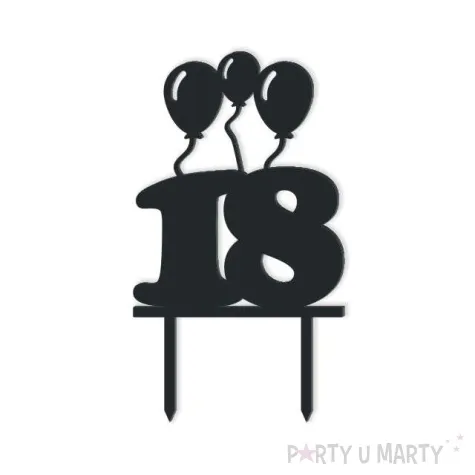 topper z pleksy urodziny 18 czarna 12 5 cm