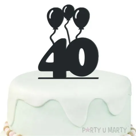 topper z pleksy urodziny 40 czarna 12 5 cm