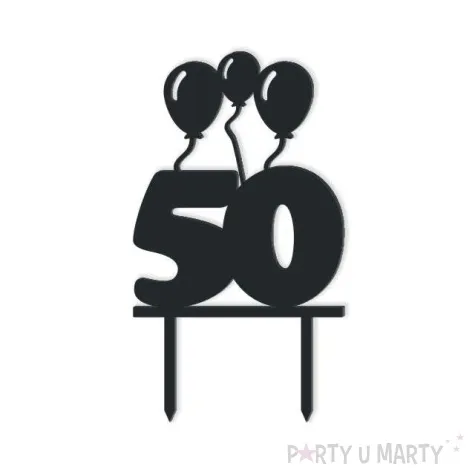 topper z pleksy urodziny 50 czarna 12 5 cm