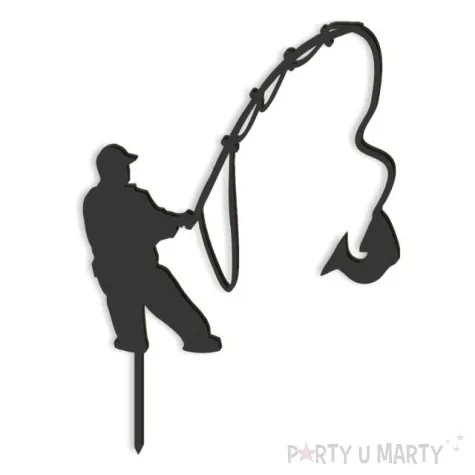 topper z pleksy wedkarz stojacy czarny 13x17 5 cm