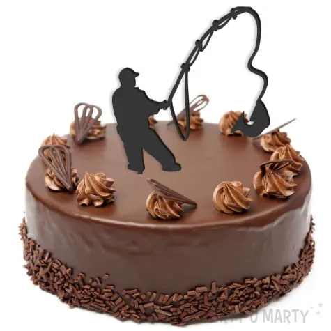 topper z pleksy wedkarz stojacy czarny 13x17 5 cm