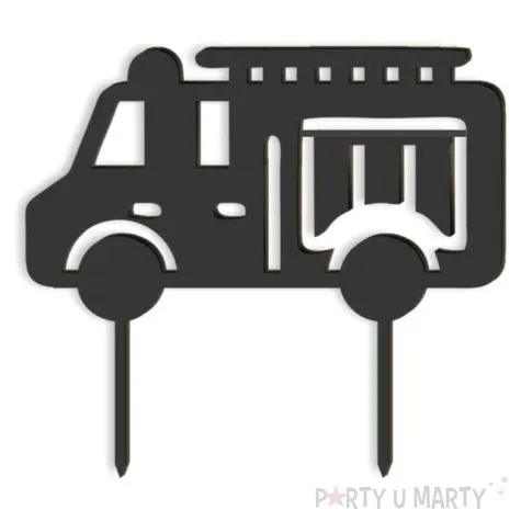 topper z pleksy woz strazacki czarny 14x14 cm