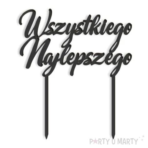 topper z pleksy wszystkiego najlepszego czarny 15 cm