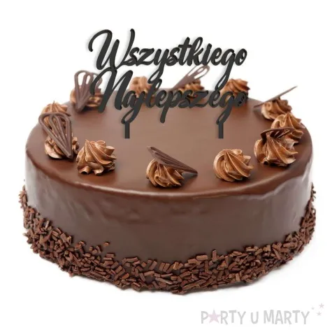 topper z pleksy wszystkiego najlepszego czarny 15 cm