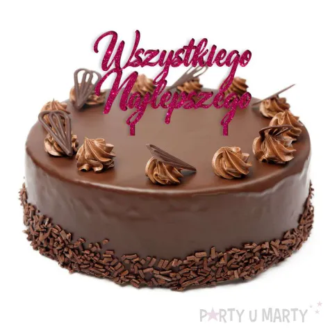 topper z pleksy wszystkiego najlepszego rozowy brokat 15 cm