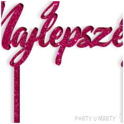 topper z pleksy wszystkiego najlepszego rozowy brokat 15 cm