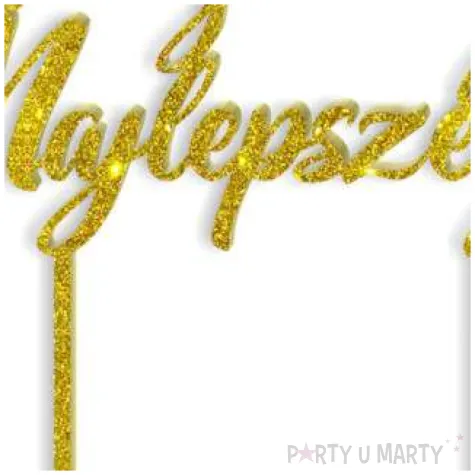 topper z pleksy wszystkiego najlepszego zloty brokat 15 cm