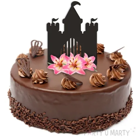 topper z pleksy zamek ksiezniczki czarny 10x18 cm