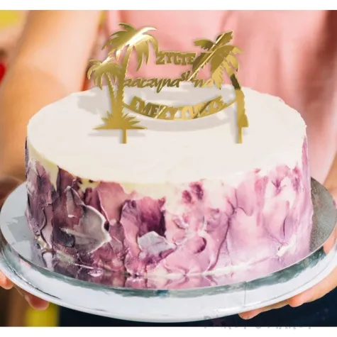 topper z pleksy zycie zaczyna sie na emeryturze hamak zloty lustrzany 16 x 17 cm