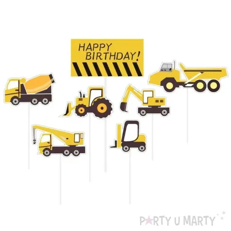 toppery pojazdy budowlane happy birthday jix 7 szt