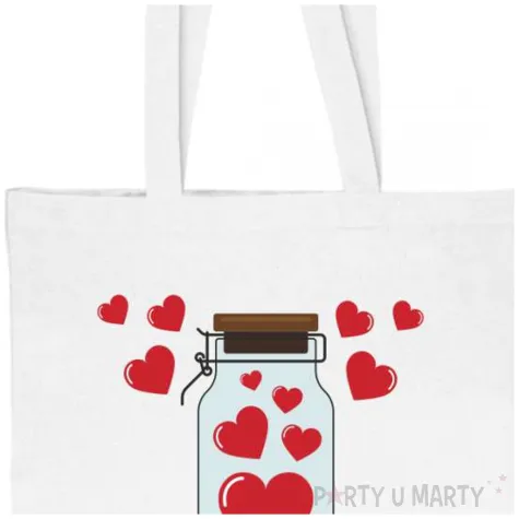 torba biala non woven zakupy nadruk walentynki badz moja walentynka prezent