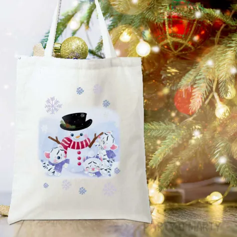 torba eko balwanek i trzy psotne kotki bialy 40x35 cm