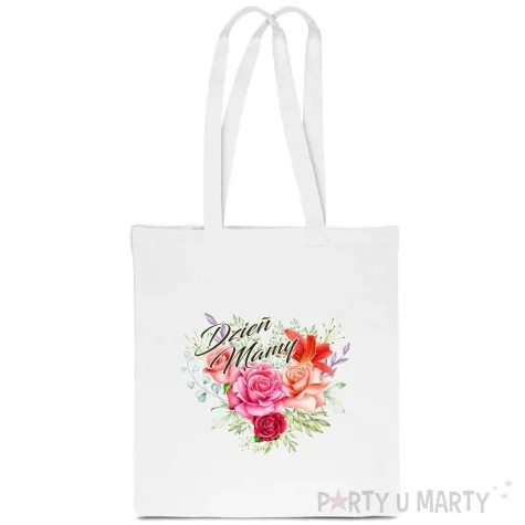 torba eko dzien mamy kwiaty bialy 40x35 cm