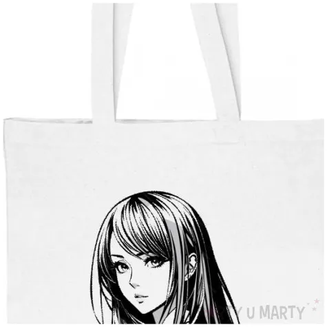torba eko dziewczyna w stylu manga bialy 40x35 cm