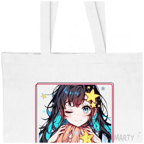 torba eko dziewczyny w stylu manga bialy 40x35 cm
