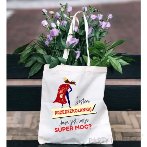 torba eko jestem przedszkolanka jaka jest twoja super moc bialy 40x35 cm