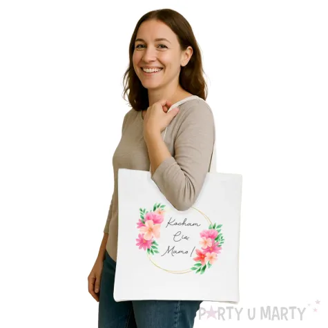 torba eko kocham cie mamo bialy 40x35 cm