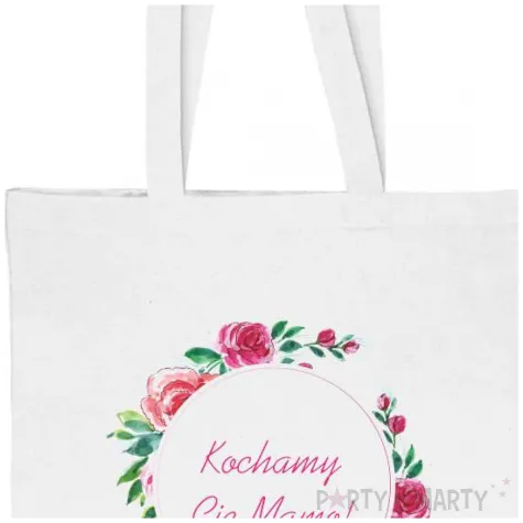 torba eko kochamy cie mamo kwiaty bialy 40x35 cm