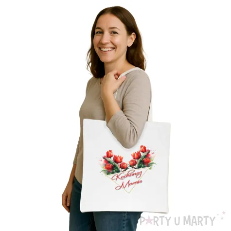 torba eko kochanej mamie serce bialy 40x35 cm