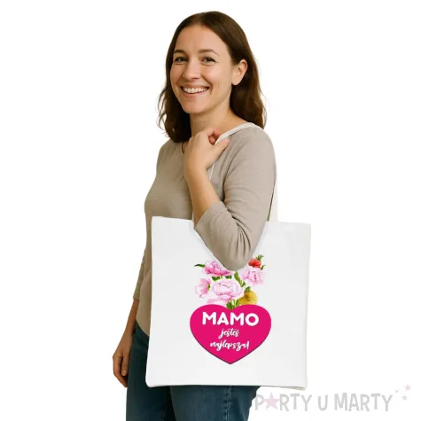 torba eko mamo jestes najlepsza bialy 40x35 cm