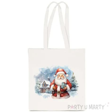 torba eko mikolaj i zimowy domek bialy 40x35 cm