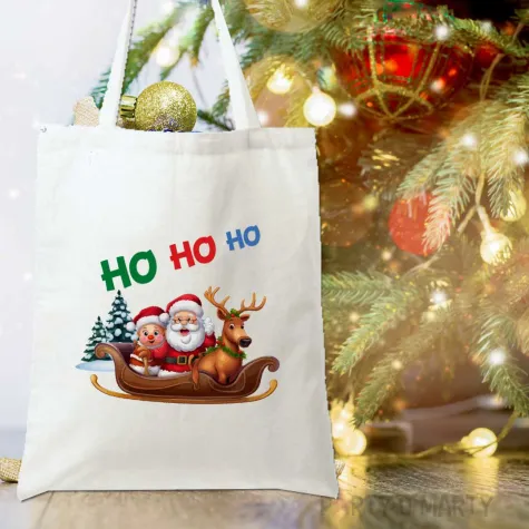 torba eko mikolaj w saniach ho ho ho bialy 40x35 cm