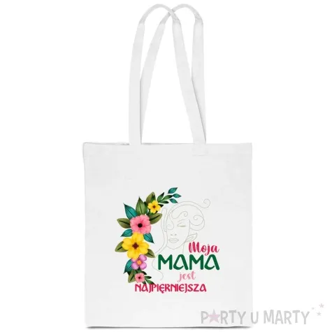 torba eko moja mama jest najpiekniejsza bialy 40x35 cm
