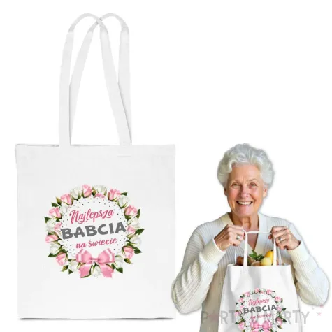 torba eko najlepsza babcia na wiecie dzien babci bialy 40x35 cm