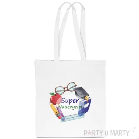 torba eko super nauczyciel bialy 40x35 cm