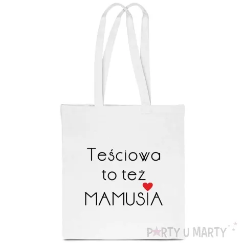 torba eko tesciowa to tez mamusia bialy 40x35 cm