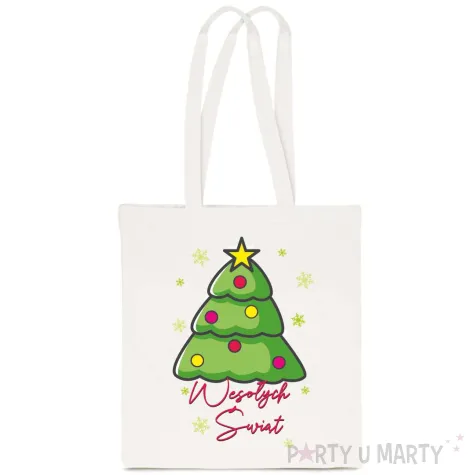 torba eko wesolych swiat bajeczne swieta choinka bialy 40x35 cm