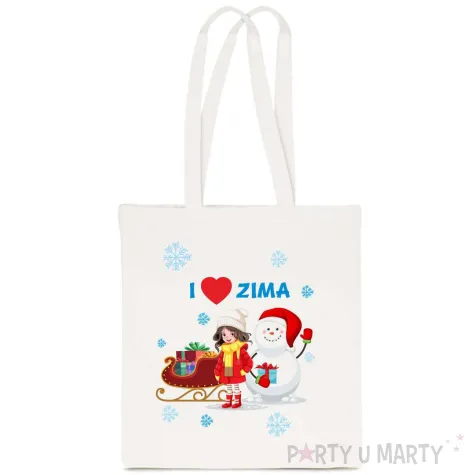 torba eko wesolych swiat i love zima bialy 40x35 cm