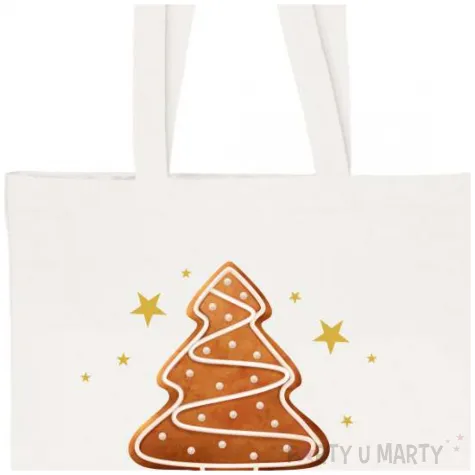 torba eko wesolych swiat piernikowy czar choinka bialy 40x35 cm