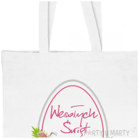 torba eko wesolych swiat strojna pisanki bialy 40x35 cm