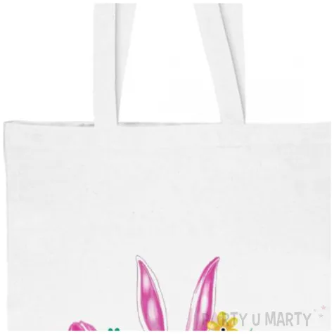 torba eko wielkanoc pisanki i uszy zajaczka bialy 40x35 cm