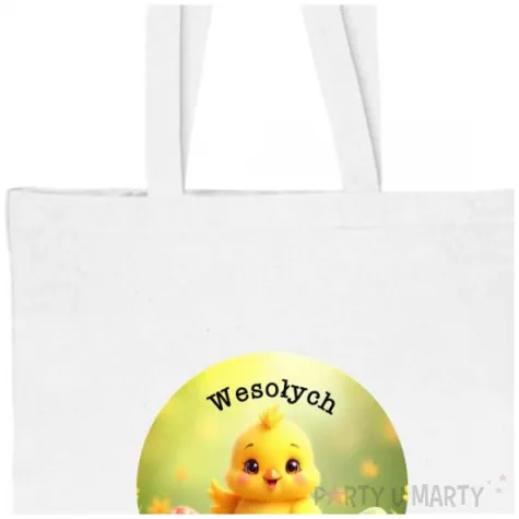 torba na zakupy prezent wielkanoc pisklak i pisanki wesolych swiat bialy 40x35 cm