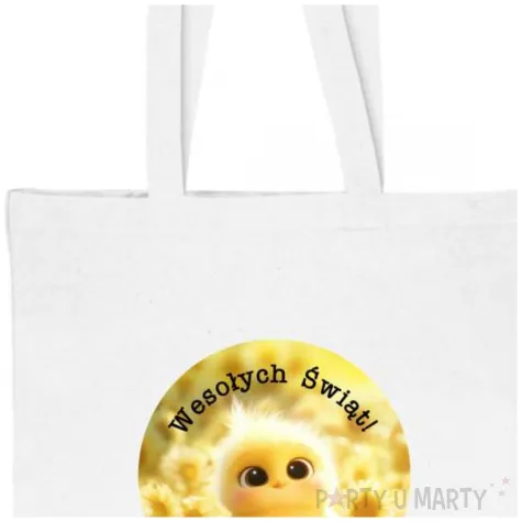 torba na zakupy prezent wielkanoc pisklak wesolych swiat bialy 40x35 cm