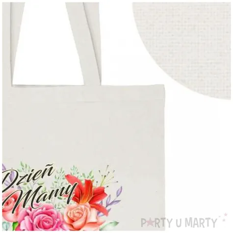 torba premium dzien mamy kwiaty ecru 40x34 cm
