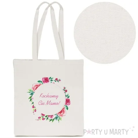 torba premium kochamy cie mamo kwiaty ecru 40x34 cm