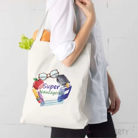 torba premium super nauczyciel ecru 40x34 cm