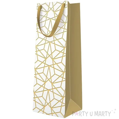 torba prezentowa luxury mesh na butelke bialy paw 37x12 cm